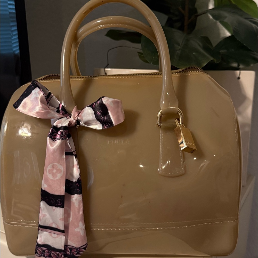 FURLA CANDY BAG  with Pink Scarf Accent